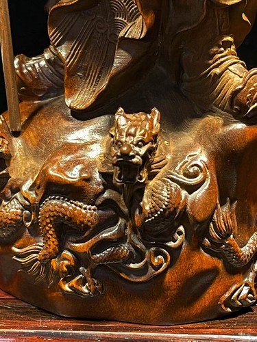 BY074 - 20 CM Tall Carved Boxwood Figurine Carving - Guan Yu Guan Gong Warrior - 第 8/9 張圖片