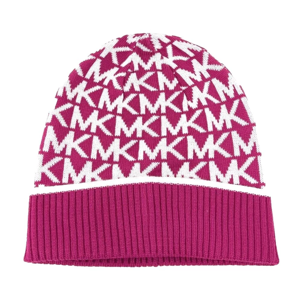 NEW Michael Kors Pink White‎ MK Logo Monogram Ribbed Knit Beanie Winter Hat Michael Kors | Accessories | Michael Kors Black Knit Beanie  main image 2