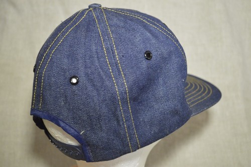VTG SNAP BACK DENIM TRUCKER HAT TPEL GOLD CARD CLUB 80s PRO FIT Made in USA - Picture 5 of 11