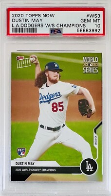 2020 Topps Now Dustin May RC LA Dodgers World Series Rookie Card