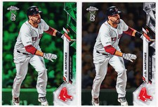 JD Martinez Red Sox 2020 Topps Chrome Ben Baller #189 Green Refractor /99 & Base