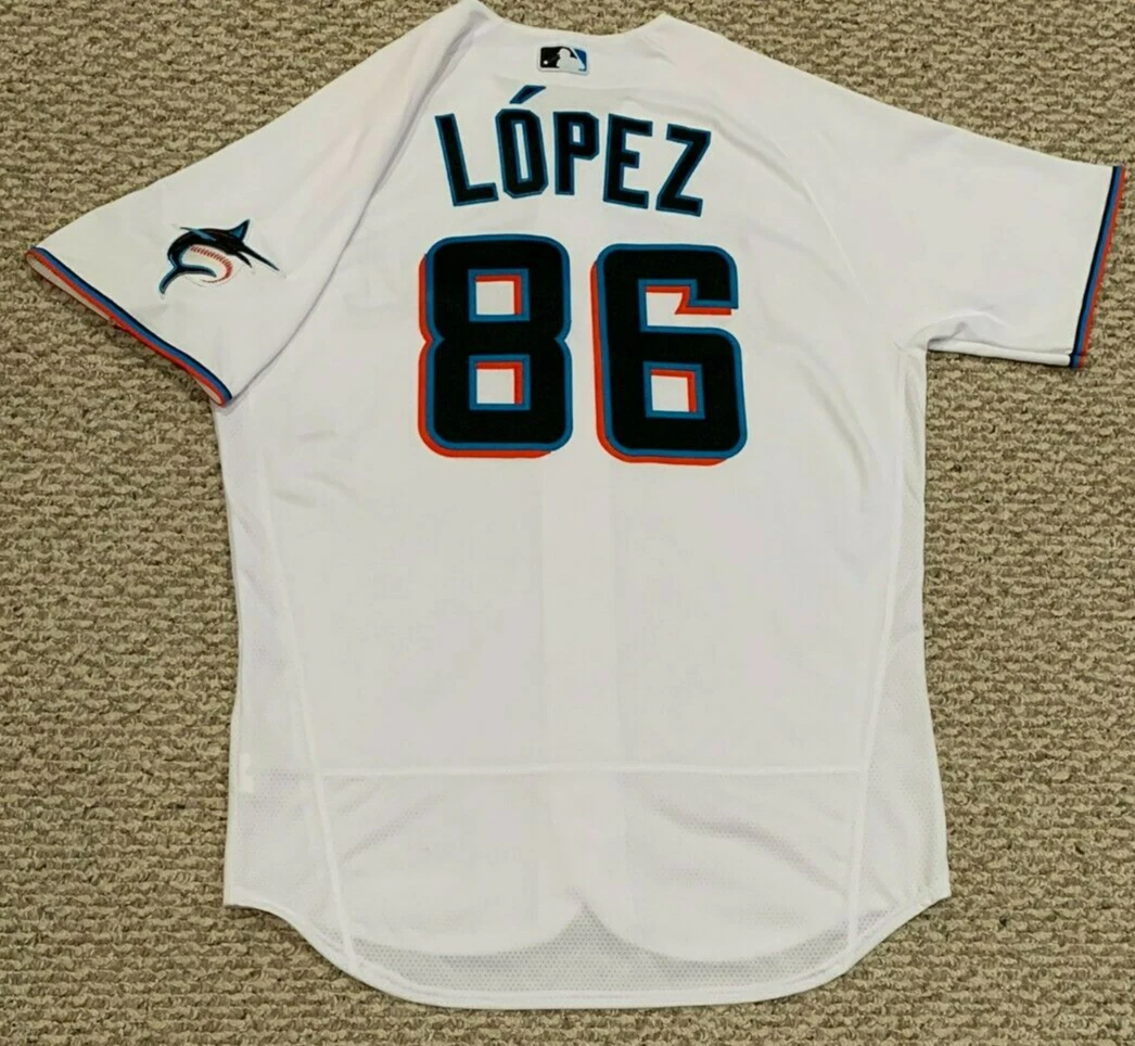 LOPEZ size 46 #86 2020 MIAMI MARLINS game used jersey home white