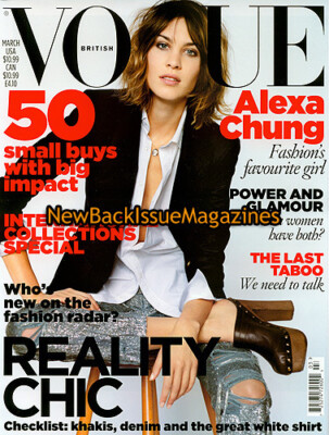 UK Vogue 3/10,Alexa Chung,Sasha Pivovarova,Raquel Zimmermann,March 2010,NEW 