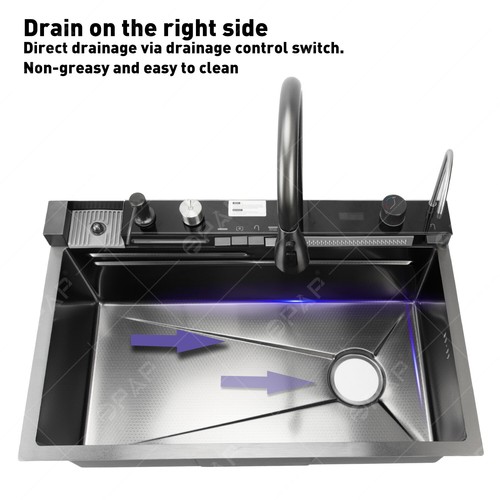 Waterfall Sink Kitchen Sink & Cup Washer & Rainwater Rinser and pullout 360 Tap - Picture 8 of 17