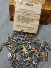 (100) RBT863 T&B Sta-kon Tefzel Insul #8 Bolt 16-14 awg Terminal Connectors