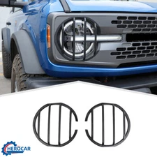 Front Headlight Lamp Trim Cover Protection Frame For ford Bronco 2021+Black ABS