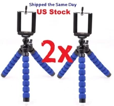 Flexible Octopus Tripod + Bracket for Cell Phone, Camera, iPhone - Blue 2x