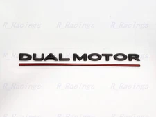 Matte Black Red DUAL MOTOR Emblem Badge Fit Tesla Model 3/Y Rear Trunk Liftgate