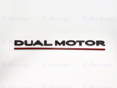 Matte Black Red DUAL MOTOR Emblem Badge Fit Tesla Model 3/Y Rear Trunk Liftgate