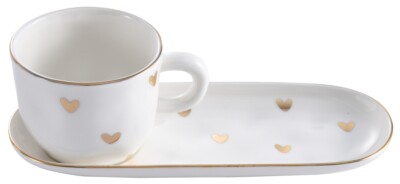 PAMPA BAY Espressotasse HEART TO HEART mit Untertasse, Porzellan, 17,8 x 7 cm
