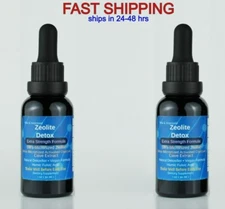 QTY2 Liquified Zeolite Natural Detox Extra Strength 1 oz Glass Bottle exp 10/27