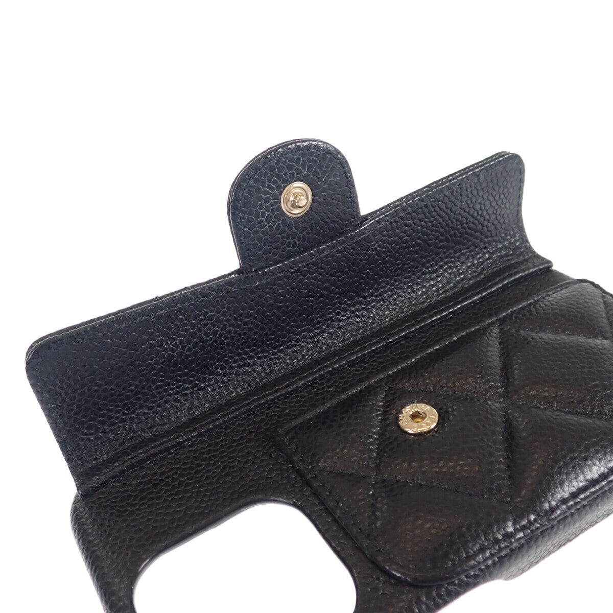 美品 CHANEL iPhone 13 Pro ケース キャビアスキン ブラック 美品 CHANEL iPhone 13 Pro ケース キャビアスキン ブラック