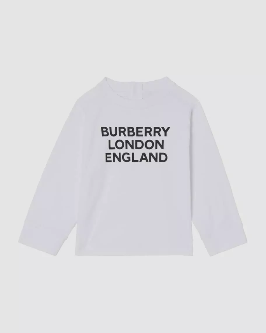 $120 Burberry Kid's Boy's Logo Print Long-Sleeve Crew