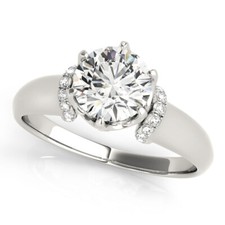 0.93 Ct Round Simulated Diamond Engagement Ring 14K Solid White Gold Size 7 8