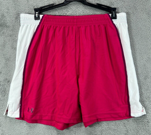 Under Armour Damen große Shorts pink HeatGear UA Logo lockere Passform Sport Fitnessstudio