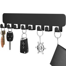 Adhesive Key Holder w/ 8 Hooks, Wall Mounted Key Hangers for Home, Office Decor