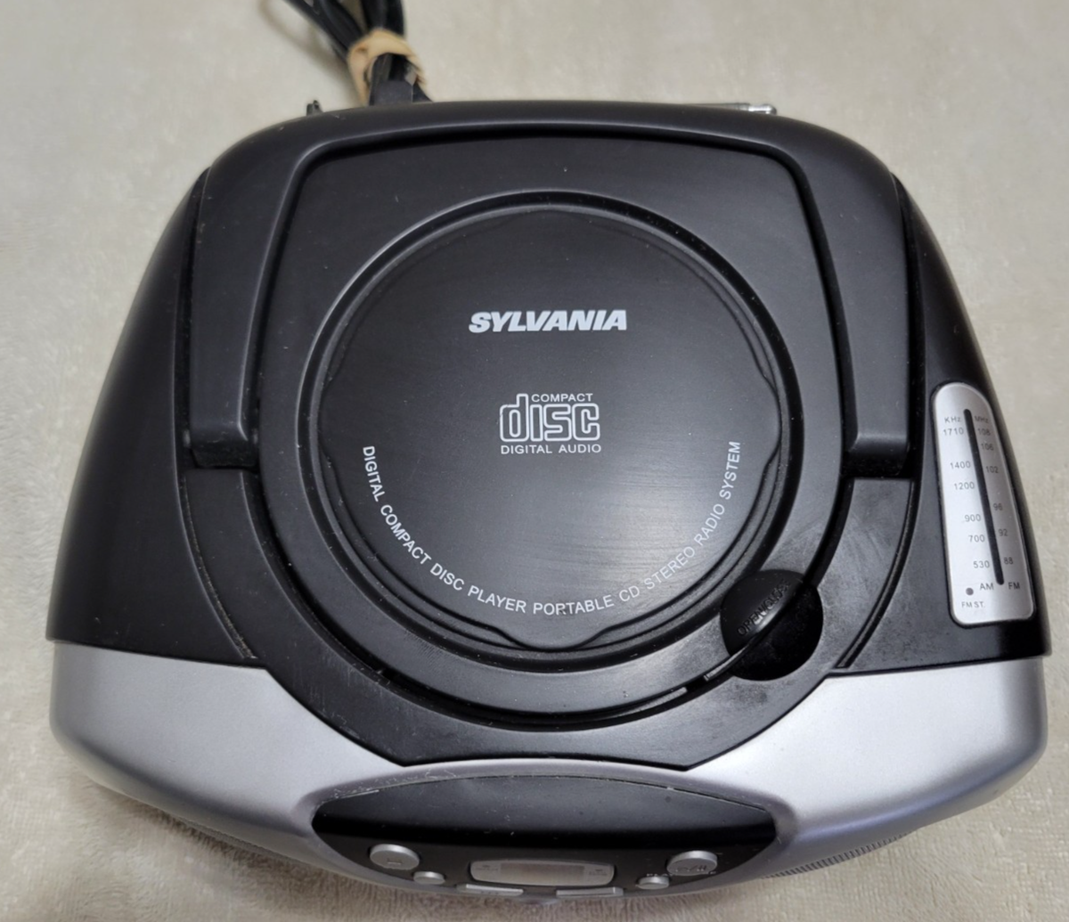 Sylvania SRCD243PL Portable CD Player Boombox – AM/FM Radio – AUX