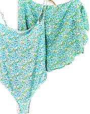 NWT 119 Jessica Simpson Sz M Womens 2 PC Bathing Swim Suit Sarong Wrap Cover