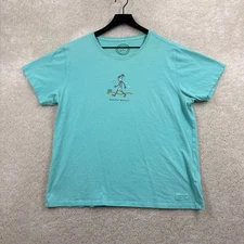 Life Is Good T Shirt Womens Size Large Blue Short Sleeve Wonder Woman