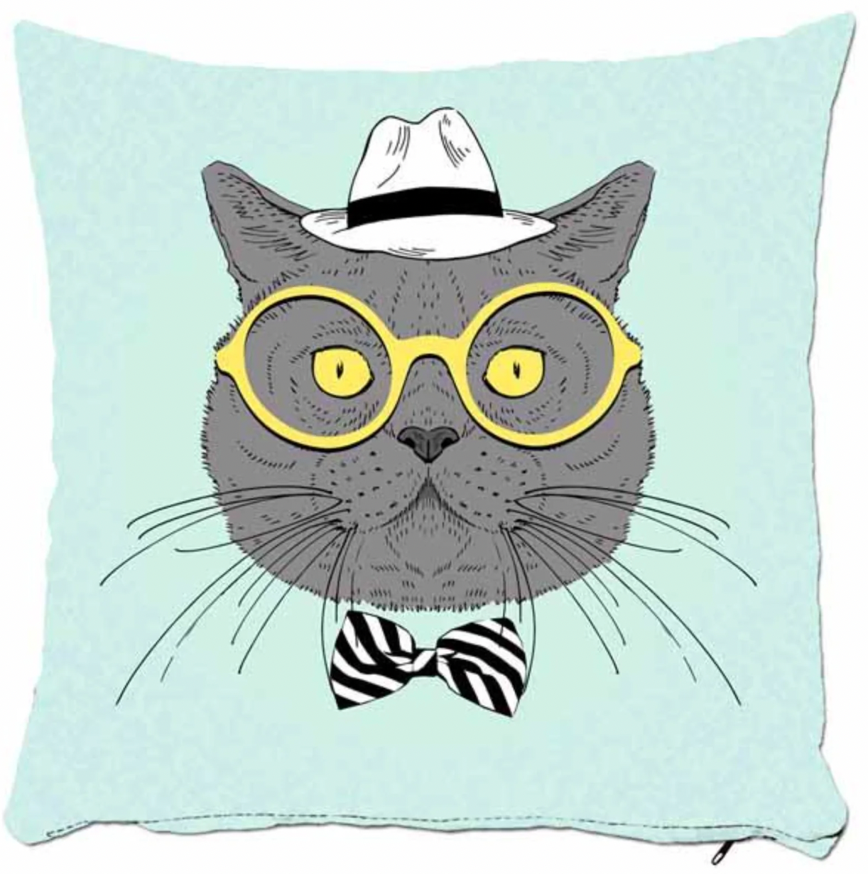 Cat Throw Pillow Cover Home Decor 16x16 -  Cozy Kitty Pillow Gift For Cat Lovers