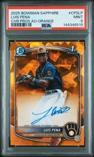 2025 Bowman Sapphire Edition Chrome Prospects Auto Orange Luis Pena /25 PSA 9