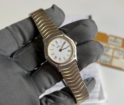EBEL Sport Classique Lady 181908 27mm Quartz Damenuhr 750er Lünette 5x Service!