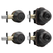 Exterior Deadbolt and Keyed Entry Bronze Door Knob Set, Keyed Entry-Different...