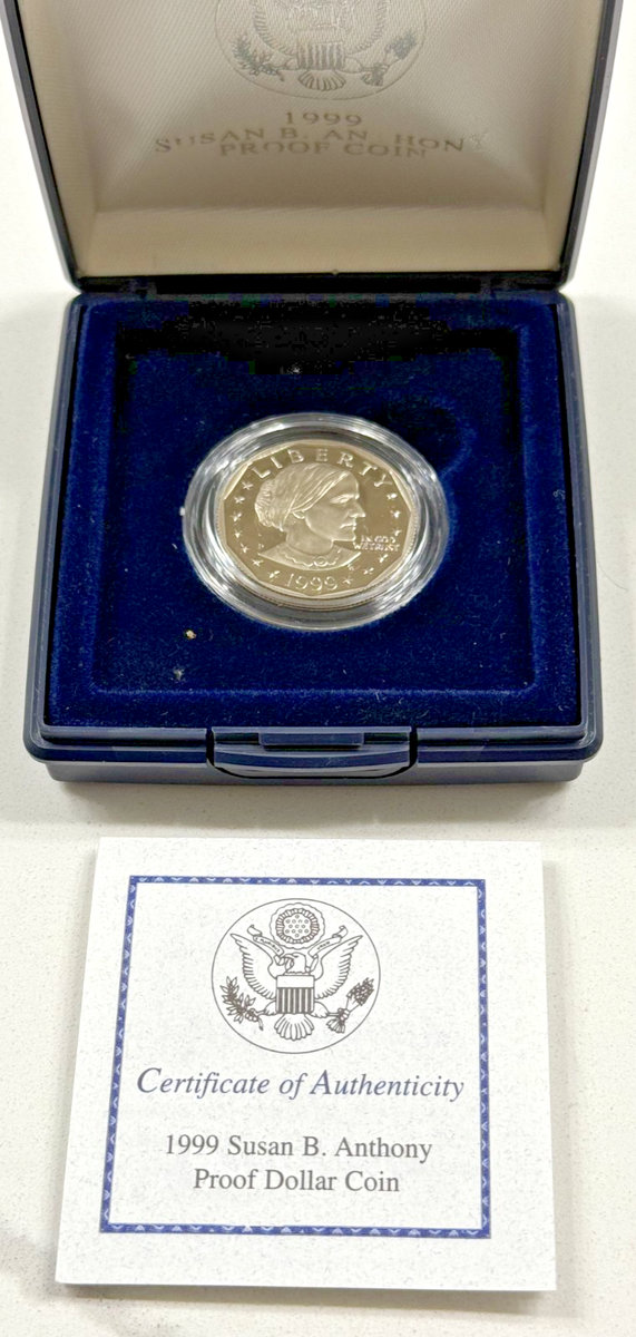 1999 P Proof Susan B. Anthony Dollar w/OGP & COA | eBay