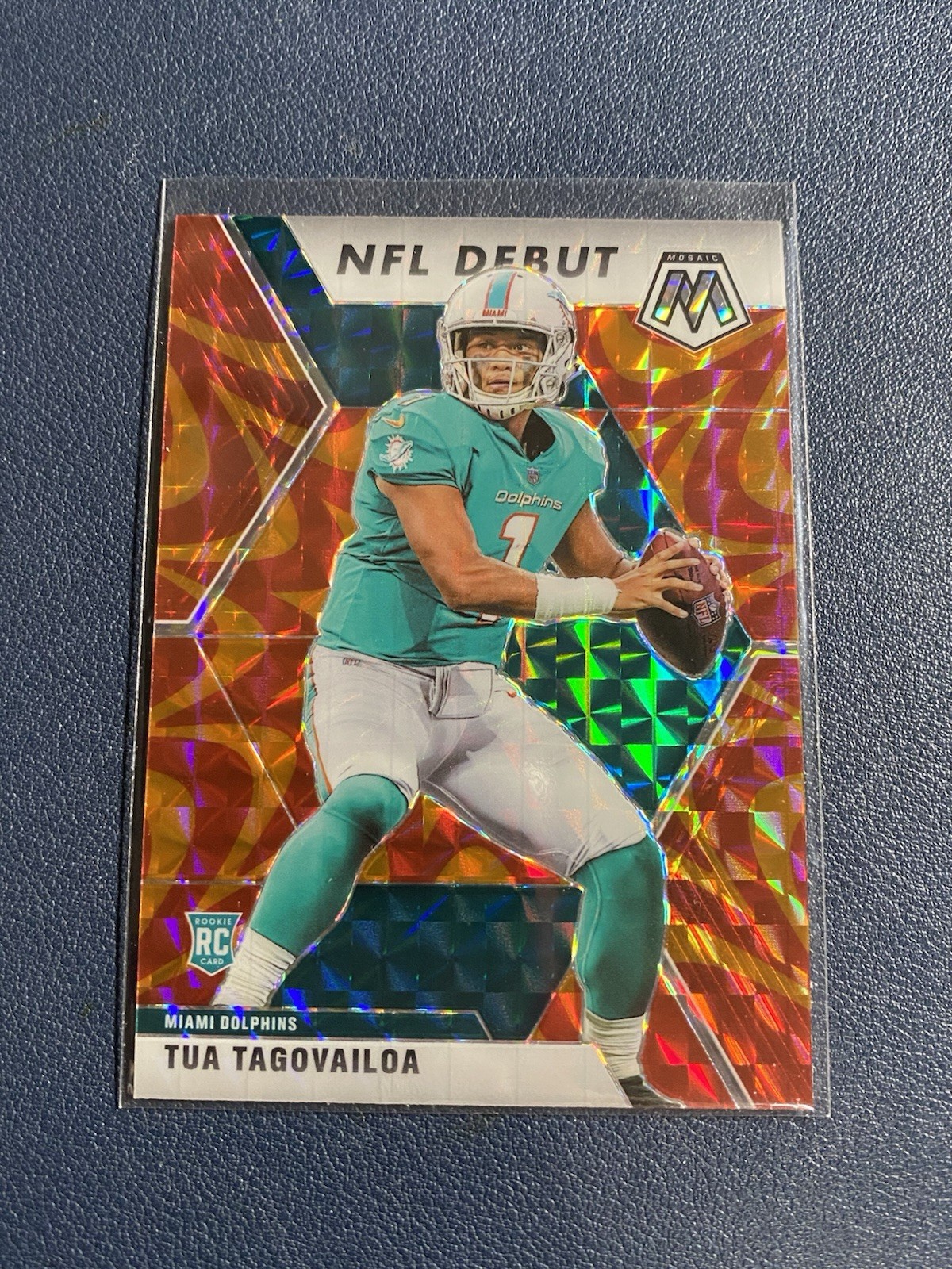 2020 Panini Mosaic Tua Tagovailoa RC Rookie NFL Debut Orange Reactive Prizm PWE