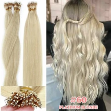 Nano Ring Loop Tip Link Cold Fusion Human Hair Extensions #60 Platinum Blonde20"