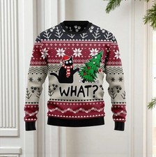 Christmas Cat What Ugly Sweater All Size