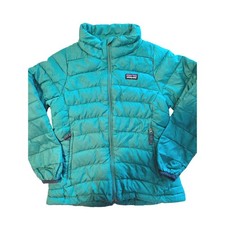 Patagonia Girls Down Jacket Teal Puffer Coat Size S 8 Lightweight Warm