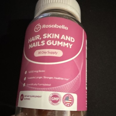 Rosabella Biotin Hair Skin & Nails Gummies 5000mcg Peach 60 GF GMP