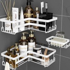 Corner Shower Caddy, 3 Pack Adhesive Bathroom with Soap Holder, Storage Stain...