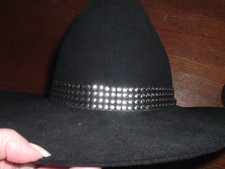 Mens Cowboy Silver Circle Stretch Hat Band New