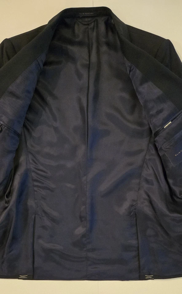 Traje de hombre Elie Tahari 100 % lana azul marino talla 40R Foto 4 de 4