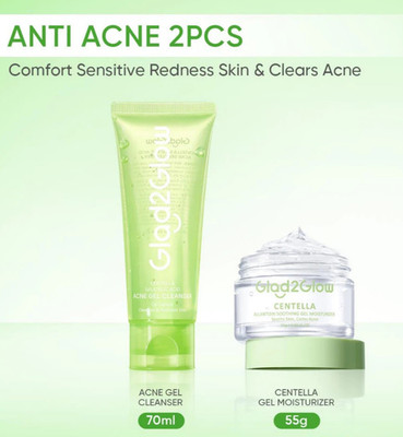 Glad2Glow Centella Acne Cleanser & Centella Soothing Moisturizer Gel Set