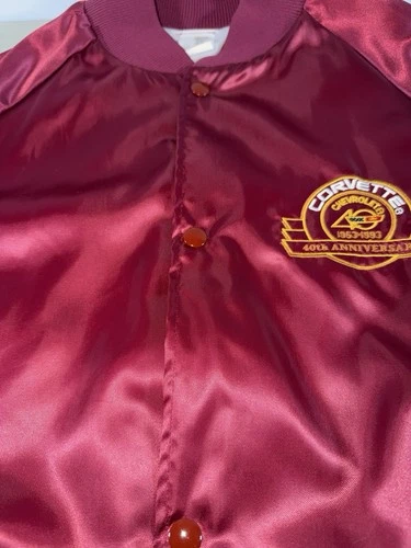 Vintage 90s Chevrolet Corvette 40th Anniversary Bomber Satin Jacket Medium image 7