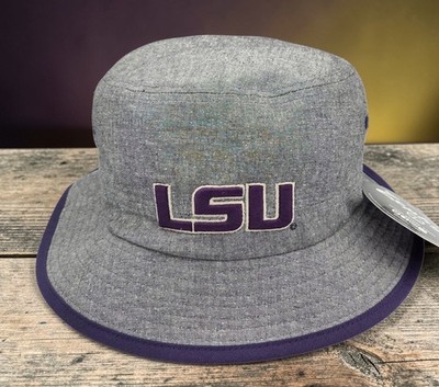 LSU Tigers Zephyr Offset Bucket Size L/XL Heather Gray Bucket Hat Cap NEW NWT 