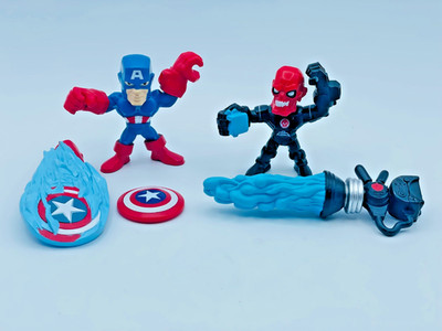 Marvel Super Hero Mashers Micro Captain America and Iron Skull Figures-complete