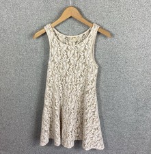 Free People Lace Mini Dress Women’s Sleeveless Sheer Ivory Summer Small