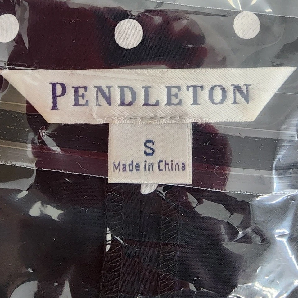 Vintage 90s Pendleton Top Womens S Black White Polka Dot 3/4 Sleeve Button Up - Image 3 of 4