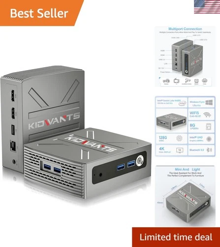 Efficient Mini PC Intel N4000, 8GB LPDDR4, 128GB eMMC, Ideal for Home & Office