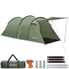 Camping Tents Tunnel Tent 4 Person Family Tents with 2 Doors Extra Large Weat...