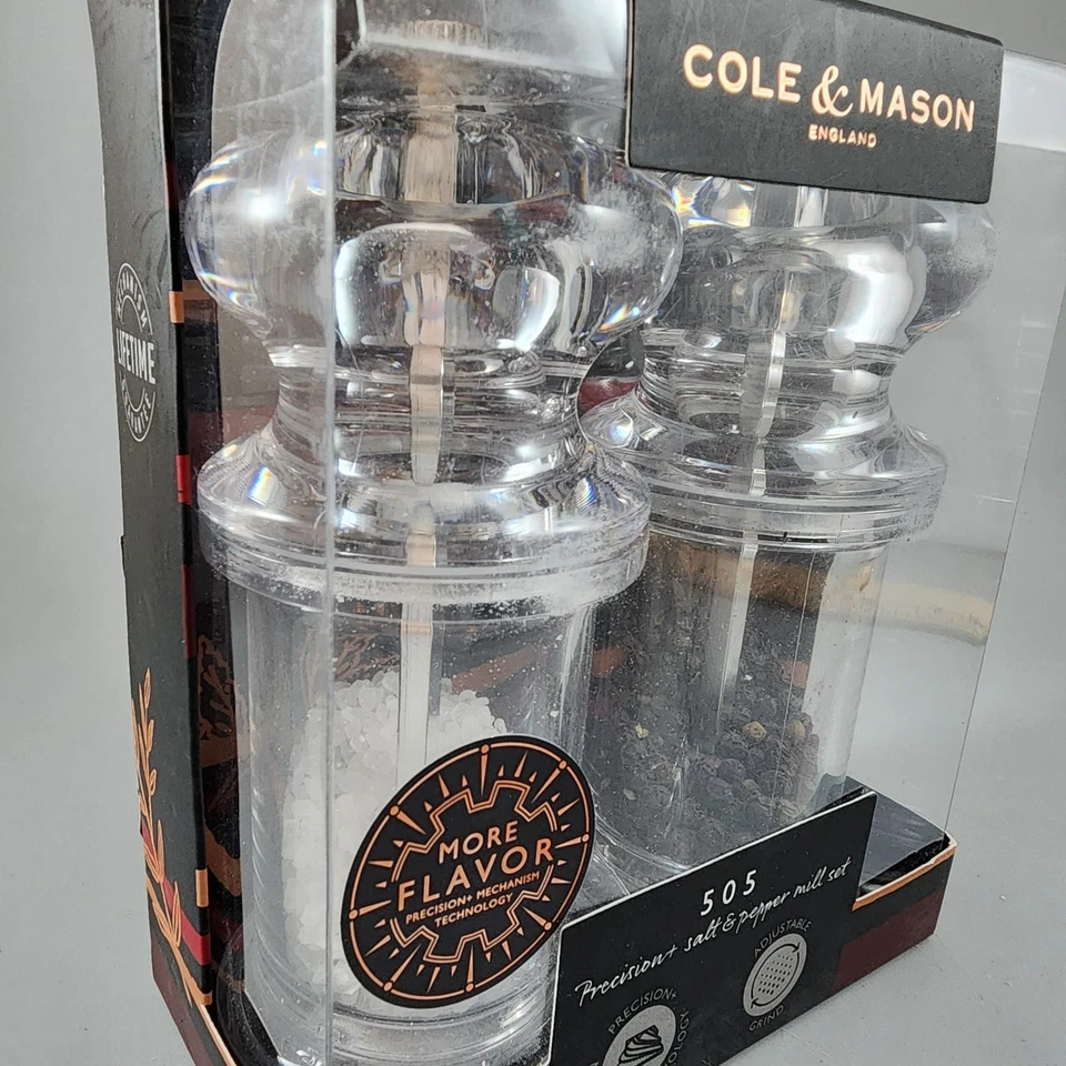 Cole & Mason 505 Acrylic Salt and Pepper Mill Set - New - Image 2 of 4