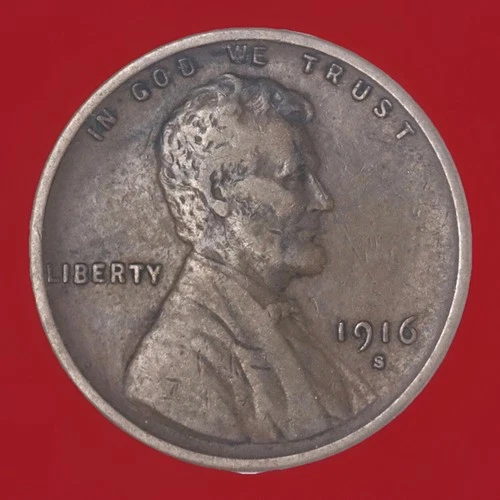 1916-S Fine Lincoln Wheat Cent Penny Semi-Key Date Fast Shipping