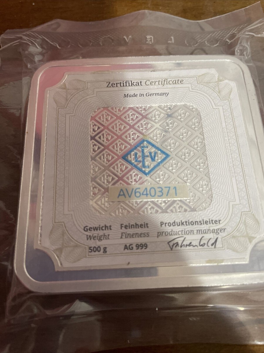Silver 500 gram Geiger Edelmetalle Square Bar (Original) S