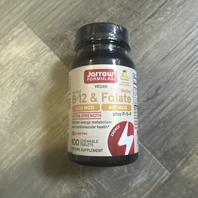Jarrow Formulas Extra Strength Methyl B-12  Methyl Folate  100 Chewable Tablets