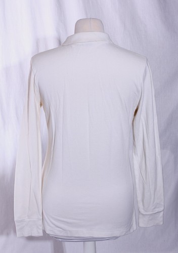 Polo Ralph Lauren Skinny Polo Shirt Long sleeve Off White Large Blue Pony Large - Picture 7 of 8