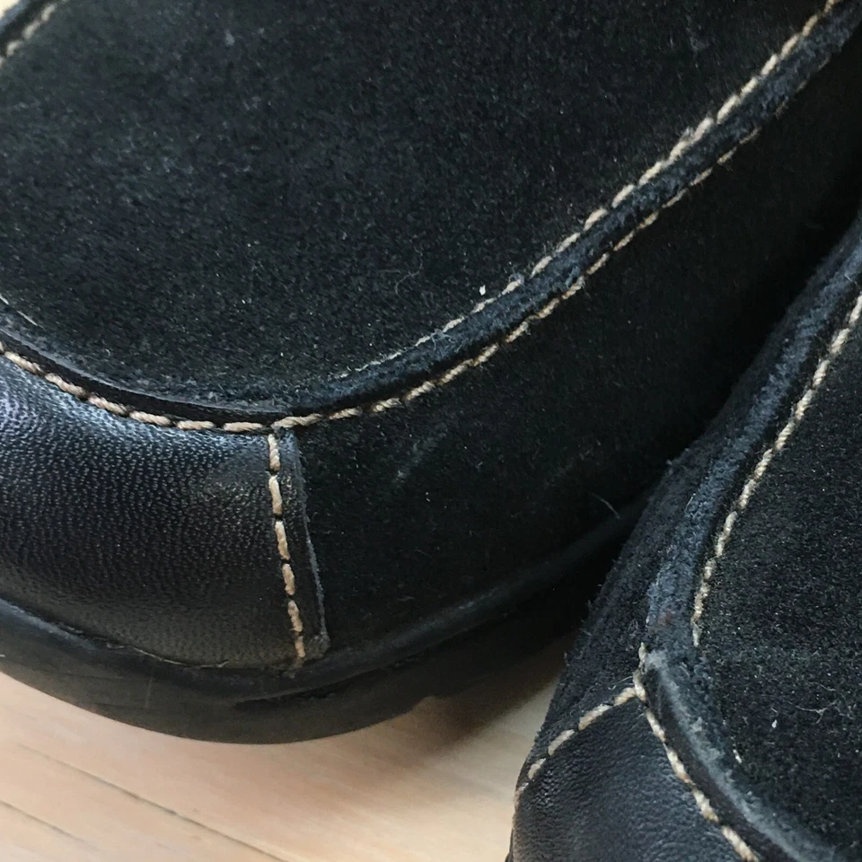 Mocasines Sonoma para mujer 8M negros punta redonda sin cordones cuña informales cómodos cuero Foto 4 de 4